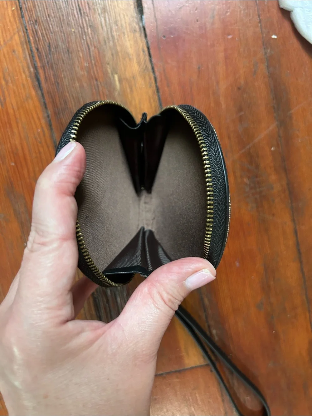 Upcycled Round Wristlet Coin Pouch with Louis Vuitton Monogram Canvas